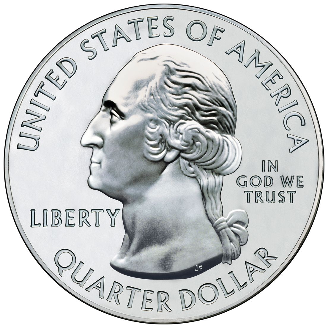 2010 America The Beautiful Quarters Five Ounce Silver Bullion Coin Obverse
