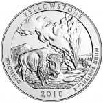 2010 America The Beautiful Quarters Five Ounce Silver Uncirculated Coin Yellowstone Wyoming Reverse