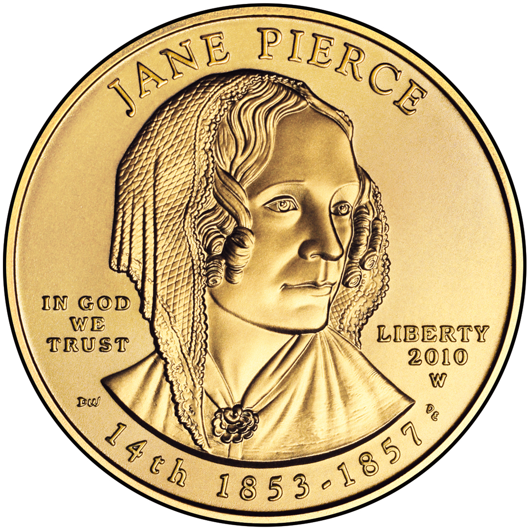 2010 First Spouse Gold Coin Jane Pierce Uncirculated Obverse