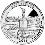 2011 America The Beautiful Quarters Coin Gettysburg Pennsylvania Proof Reverse