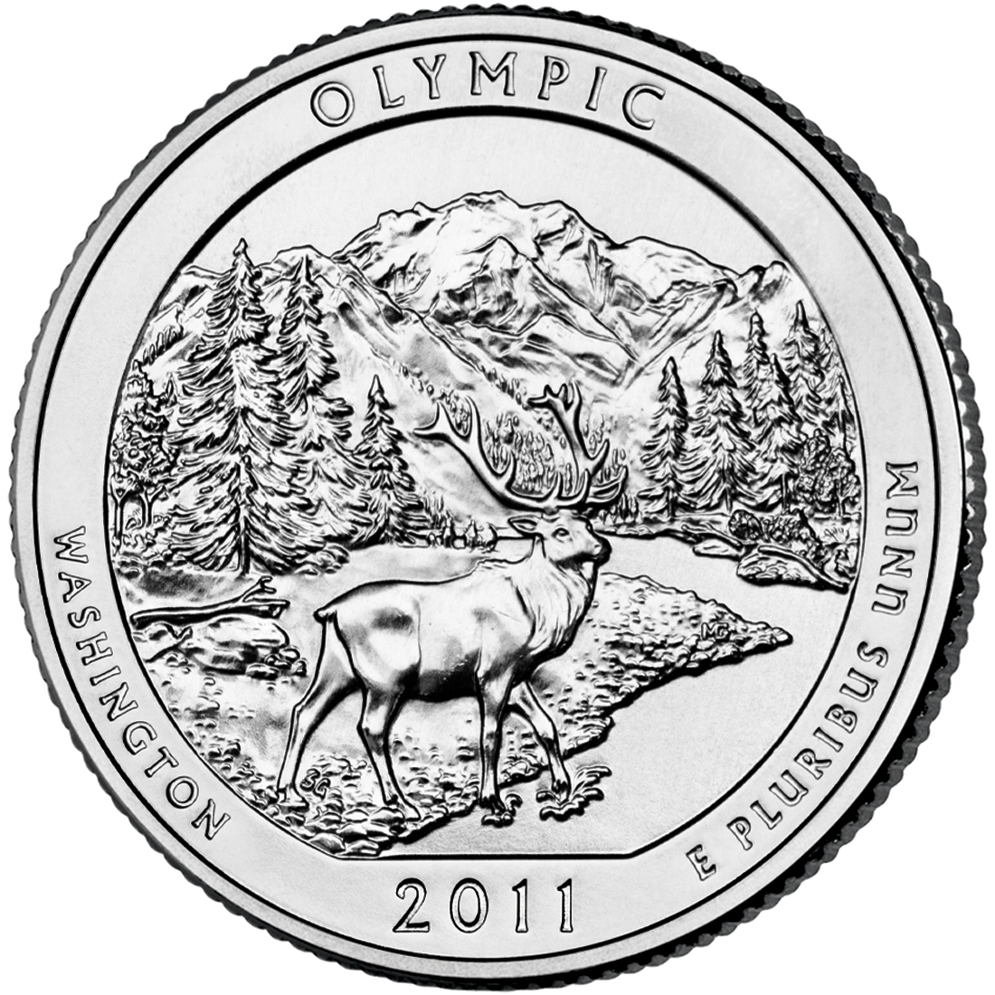 2011 America The Beautiful Quarters Coin Olympic Washington Uncirculated Reverse