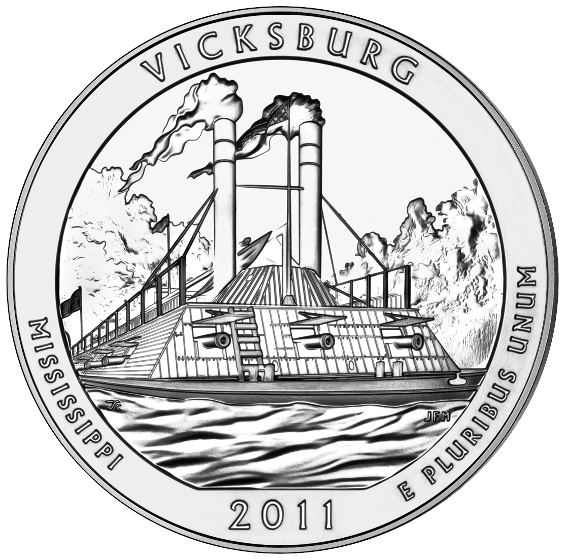 2011 America The Beautiful Quarters Five Ounce Silver Uncirculated Coin Vicksburg Mississippi Reverse