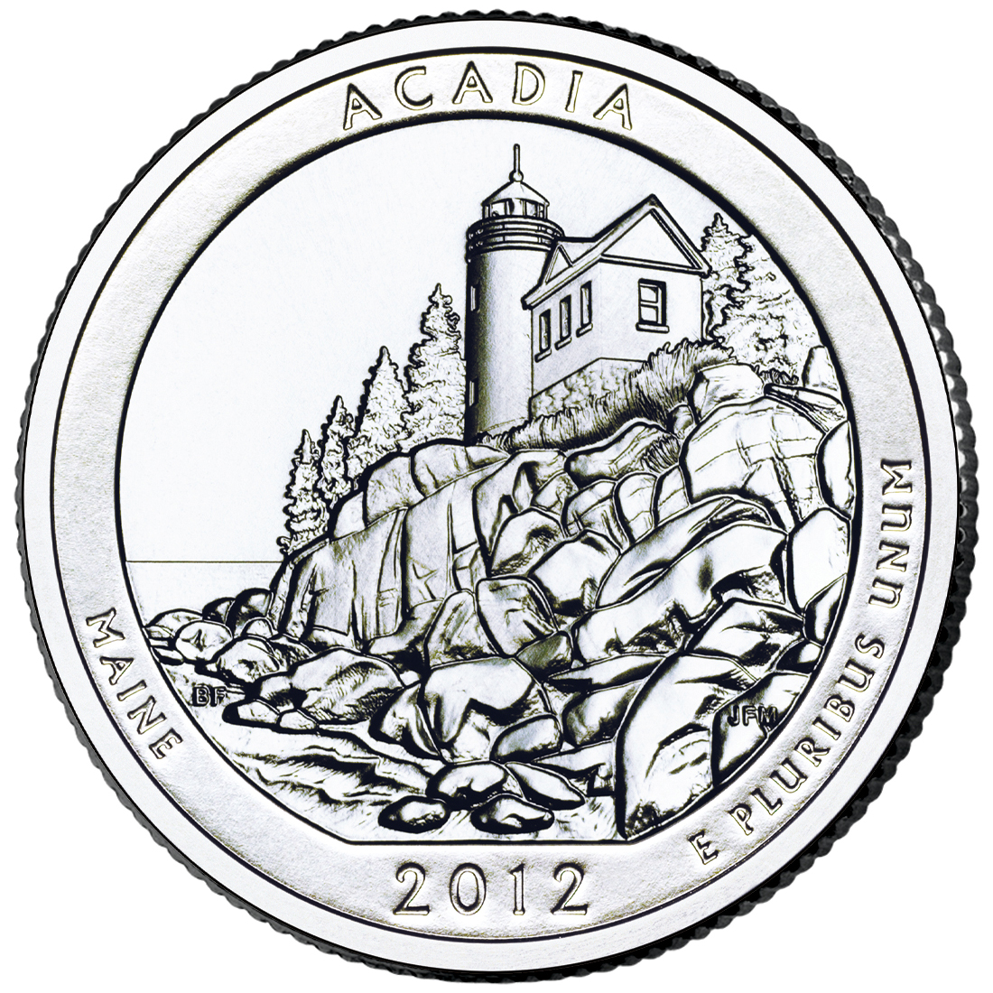 2012 America The Beautiful Quarters Coin Acadia Maine Uncirculated Reverse