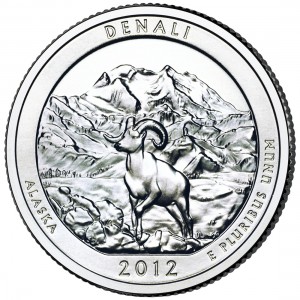 2012 America The Beautiful Quarters Coin Denali Alaska Uncirculated Reverse