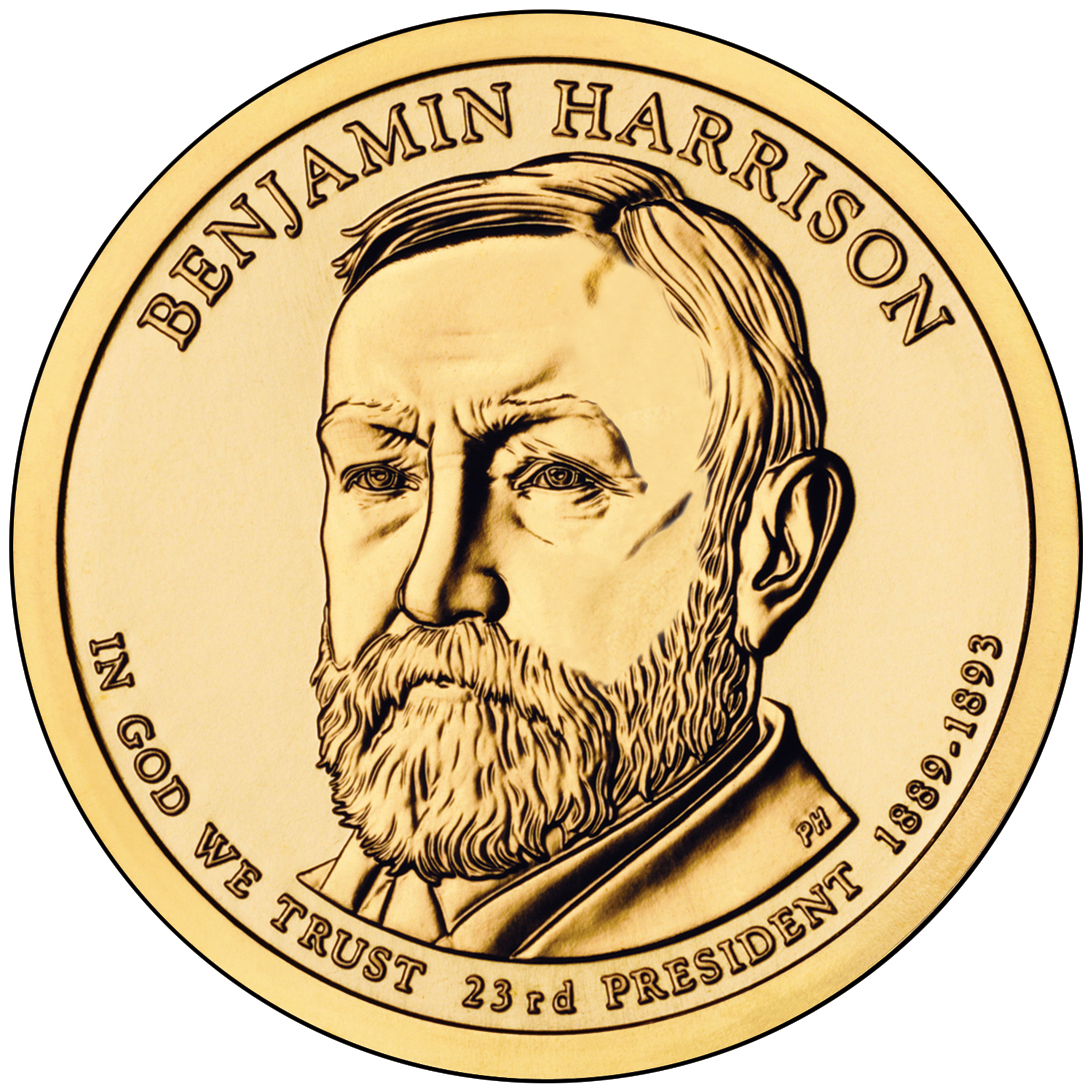 2012 Presidential Dollar Coin Benjamin Harrison Uncirculated Obverse