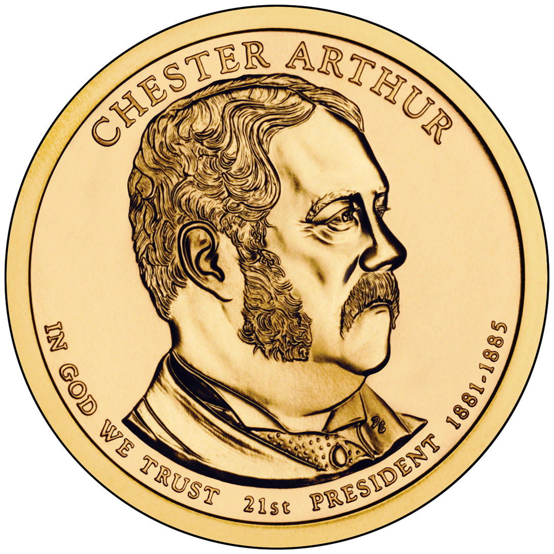 2012 Presidential Dollar Coin Chester Arthur Uncirculated Obverse