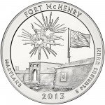 2013 America The Beautiful Quarters Five Ounce Silver Bullion Coin Fort Mchenry Maryland Reverse