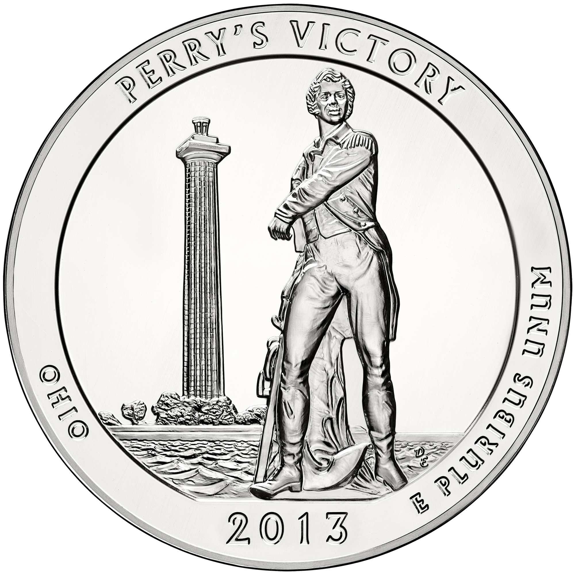 2013 America The Beautiful Quarters Five Ounce Silver Bullion Coin Perrys Victory Ohio Reverse