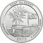 2013 America The Beautiful Quarters Five Ounce Silver Uncirculated Coin Fort Mchenry Maryland Reverse