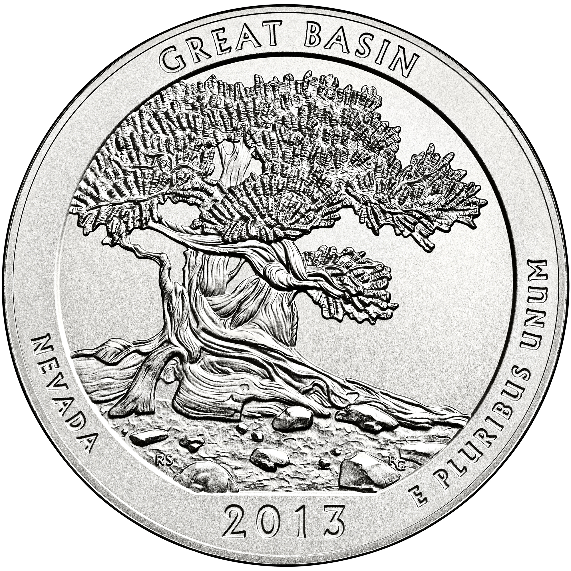 2013 America The Beautiful Quarters Five Ounce Silver Uncirculated Coin Great Basin Nevada Reverse