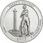 2013 America The Beautiful Quarters Five Ounce Silver Uncirculated Coin Perrys Victory Ohio Reverse