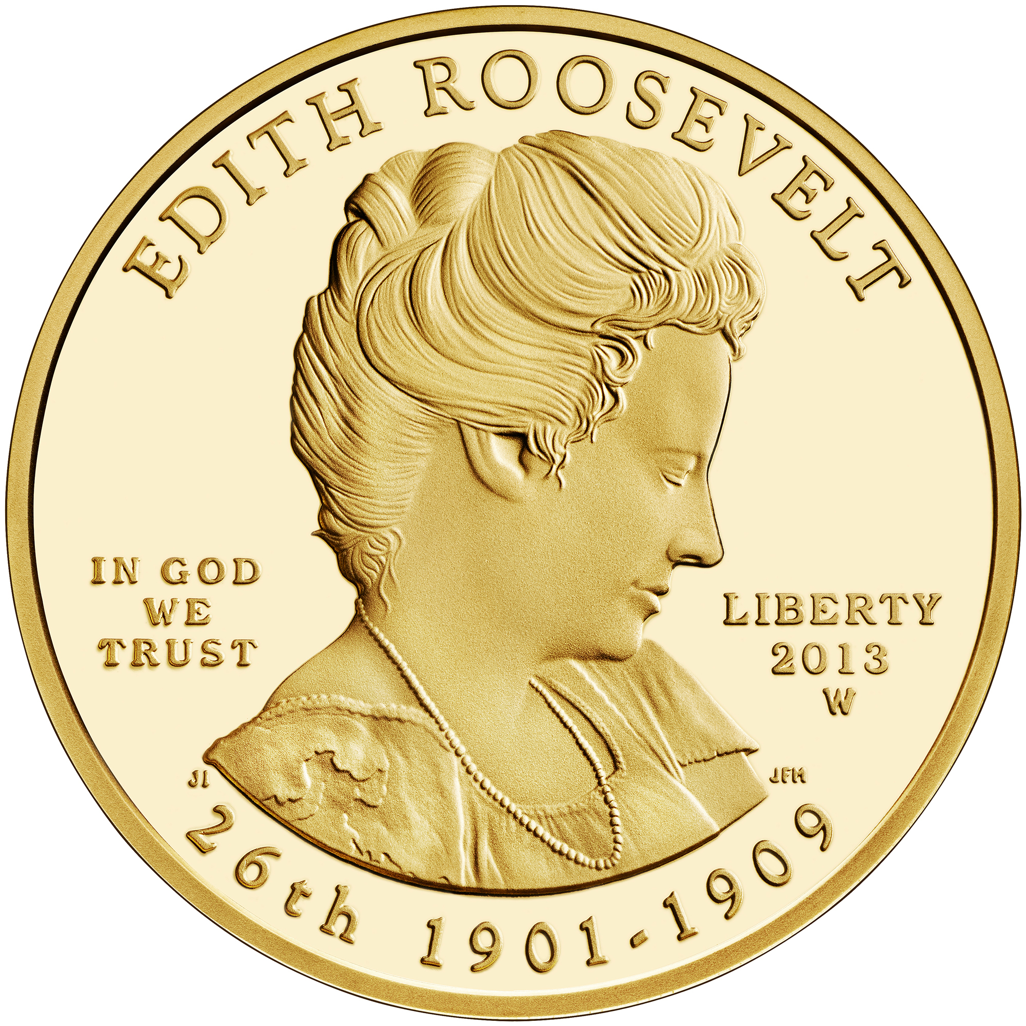 2013 First Spouse Gold Coin Edith Roosevelt Proof Obverse