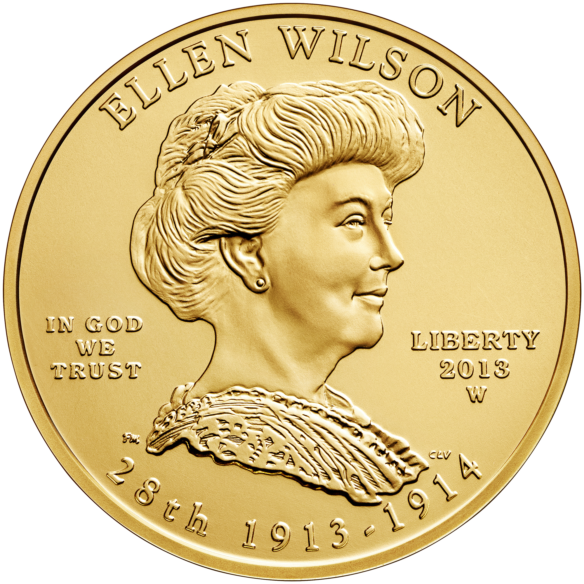 2013 First Spouse Gold Coin Ellen Wilson Uncirculated Obverse