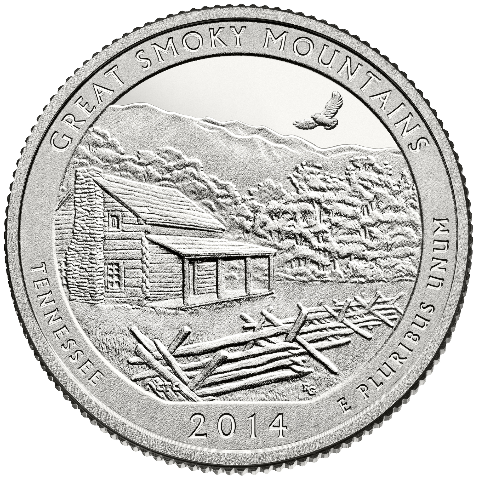 2014 America The Beautiful Quarters Coin Great Smoky Mountains Tennessee Proof Reverse