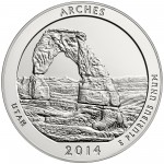 2014 America The Beautiful Quarters Five Ounce Silver Bullion Coin Arches Utah Reverse