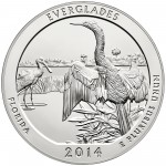 2014 America The Beautiful Quarters Five Ounce Silver Bullion Coin Everglades Florida Reverse