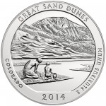 2014 America The Beautiful Quarters Five Ounce Silver Bullion Coin Great Sand Dunes Colorado Reverse