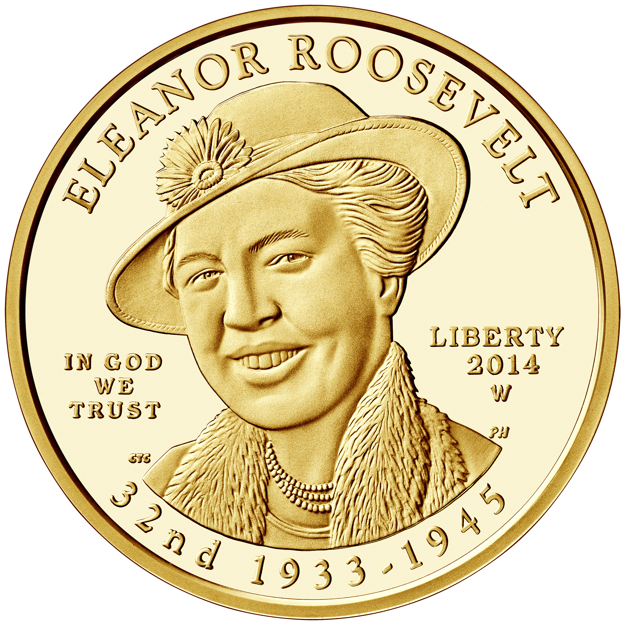 2014 First Spouse Gold Coin Eleanor Roosevelt Proof Obverse