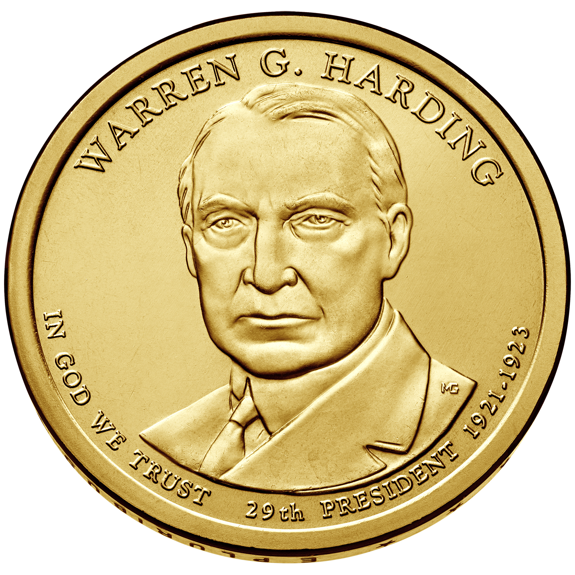 2014 Presidential Dollar Coin Warren G. Harding Uncirculated Obverse