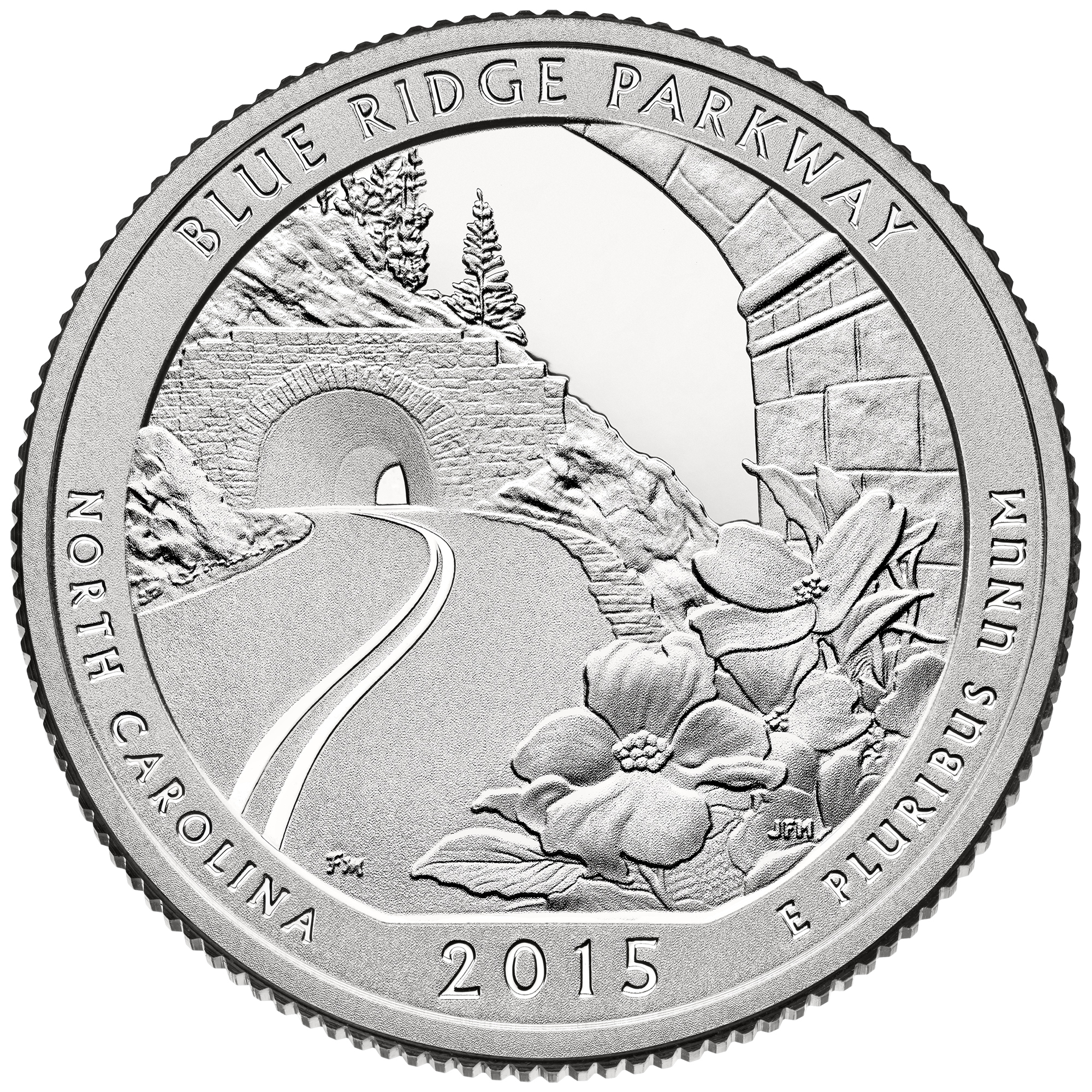 2015 America The Beautiful Quarters Coin Blue Ridge Parkway North Carolina Proof Reverse