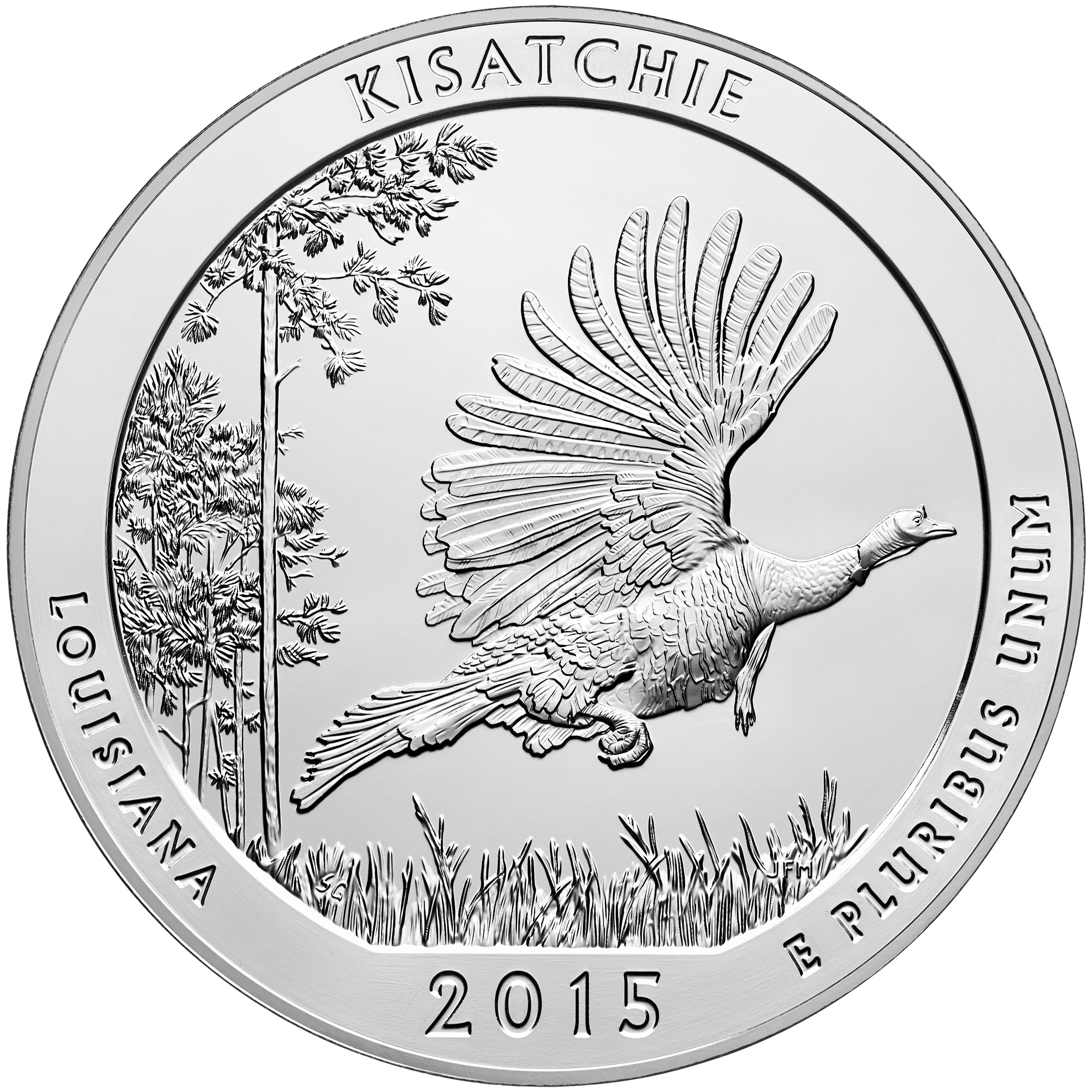 2015 America The Beautiful Quarters Five Ounce Silver Bullion Coin Kisatchie Louisiana Reverse