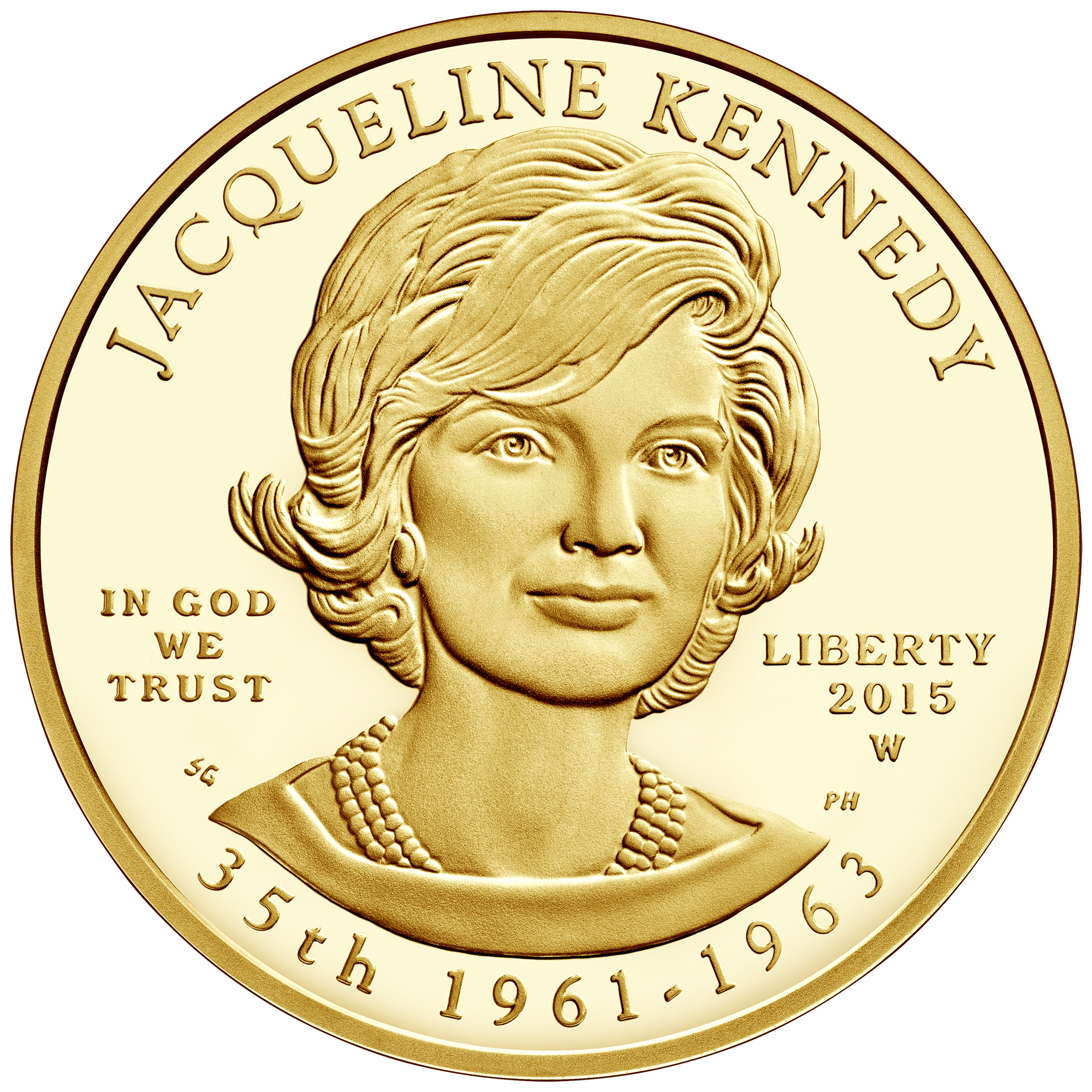 2015 First Spouse Gold Coin Jacqueline Kennedy Proof Obverse