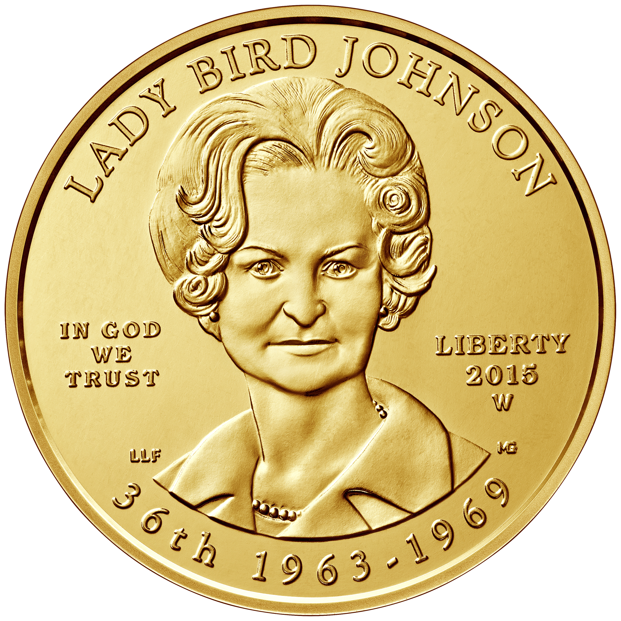 2015 First Spouse Gold Coin Lady Bird Johnson Uncirculated Obverse