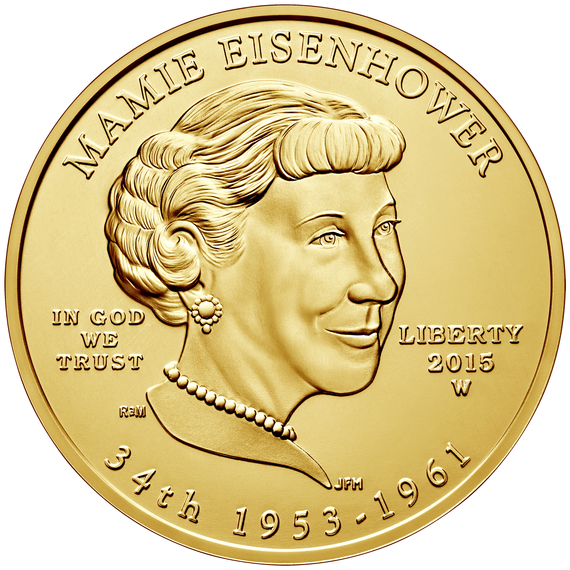 2015 First Spouse Gold Coin Mamie Eisenhower Uncirculated Obverse