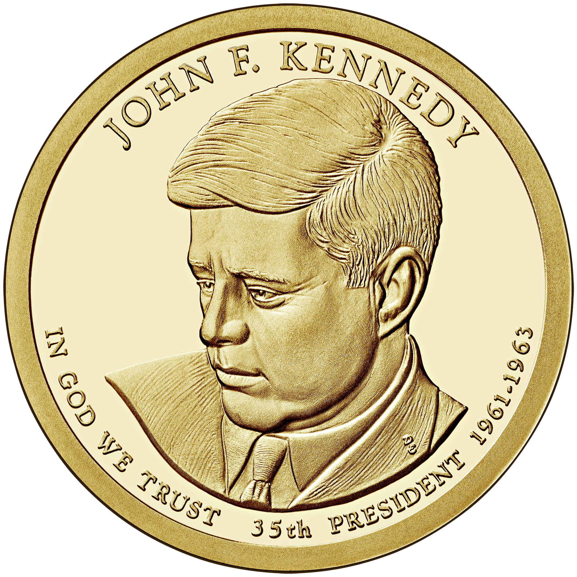 2015 Presidential Dollar Coin John F. Kennedy Proof Obverse