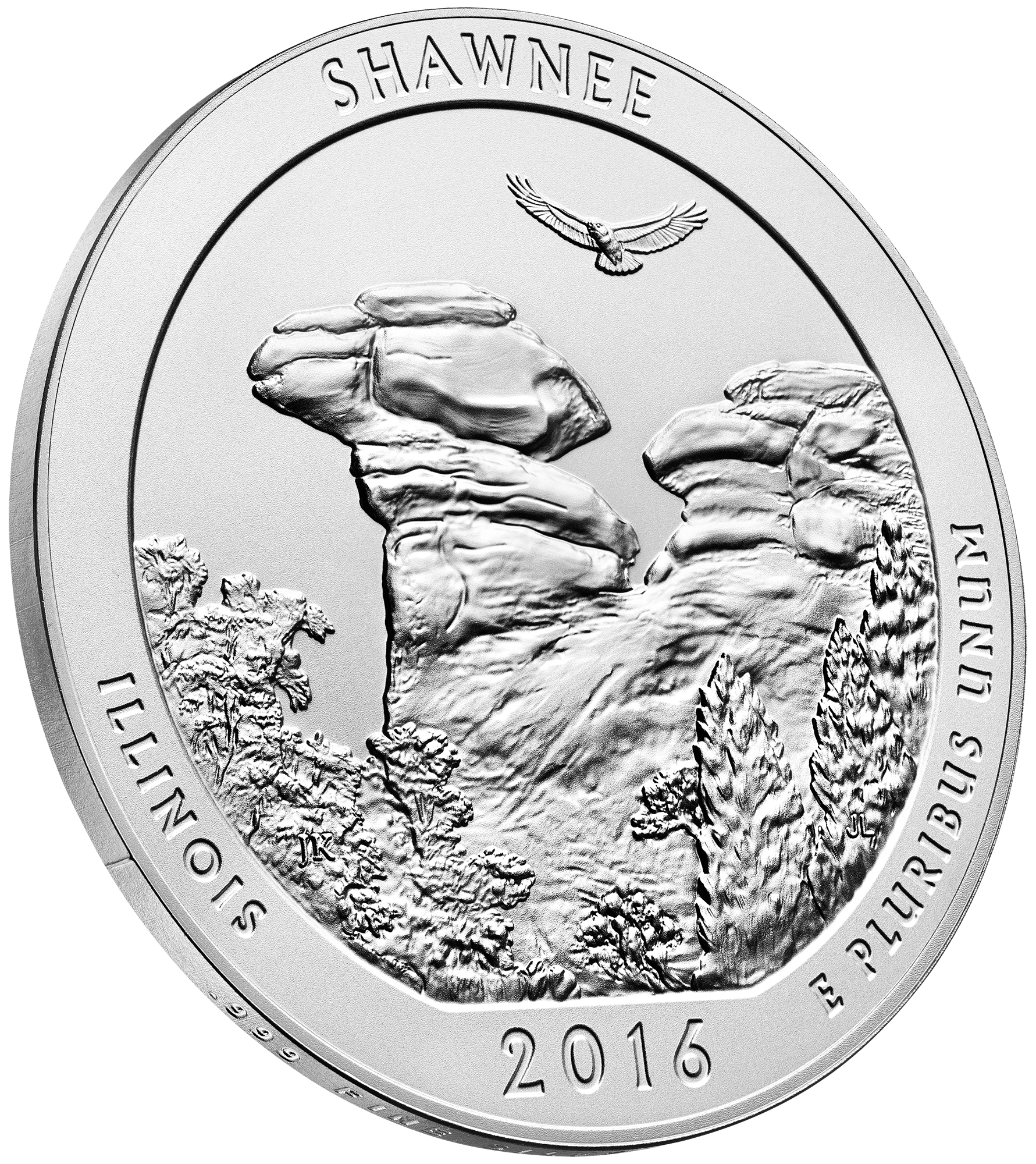 2016 America The Beautiful Quarters Five Ounce Silver Uncirculated Coin Shawnee Illinois Reverse Angle