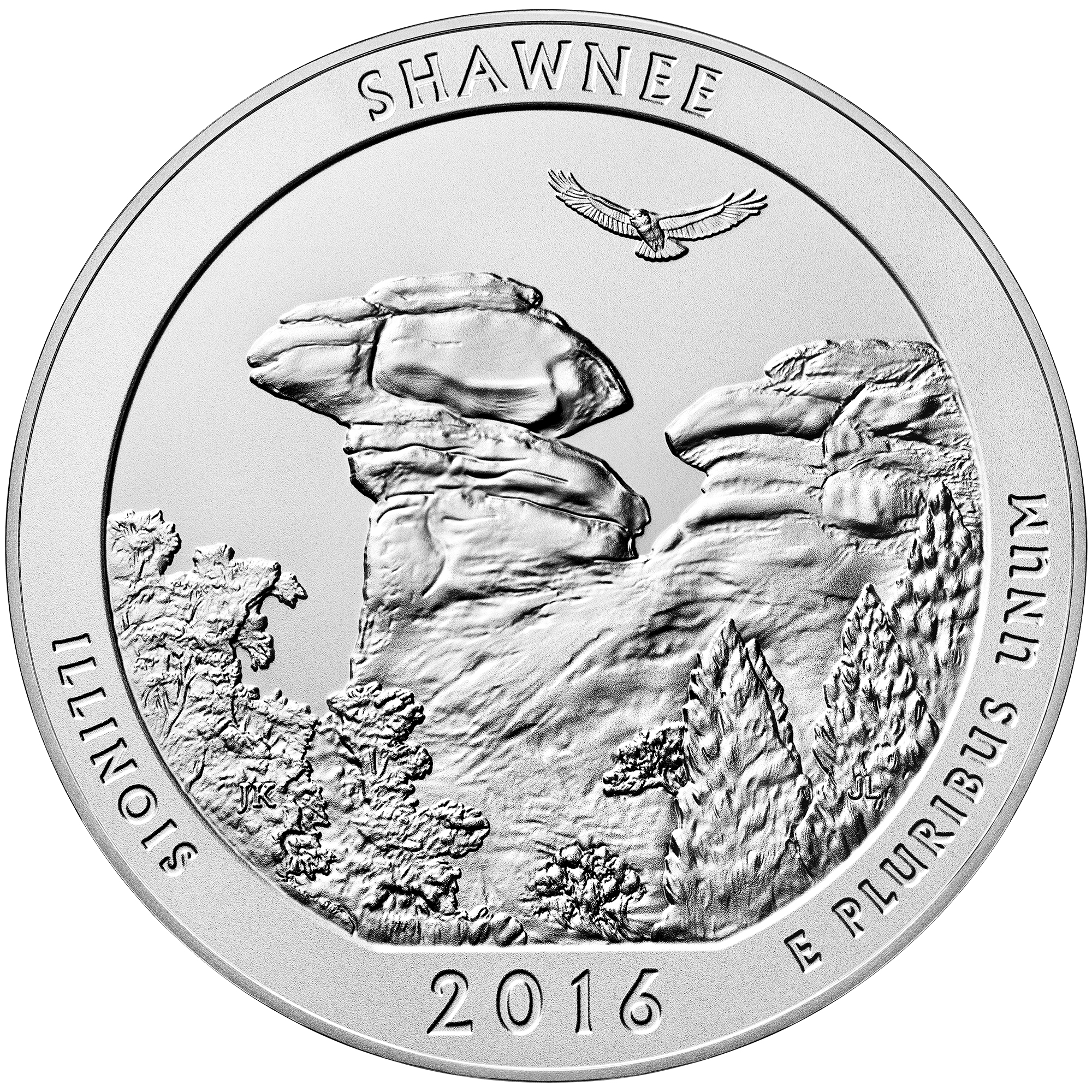 2016 America The Beautiful Quarters Five Ounce Silver Uncirculated Coin Shawnee Illinois Reverse