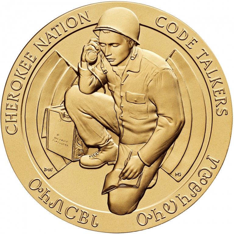 2008 Code Talkers Cherokee Nation Bronze Three Inch Medal Obverse