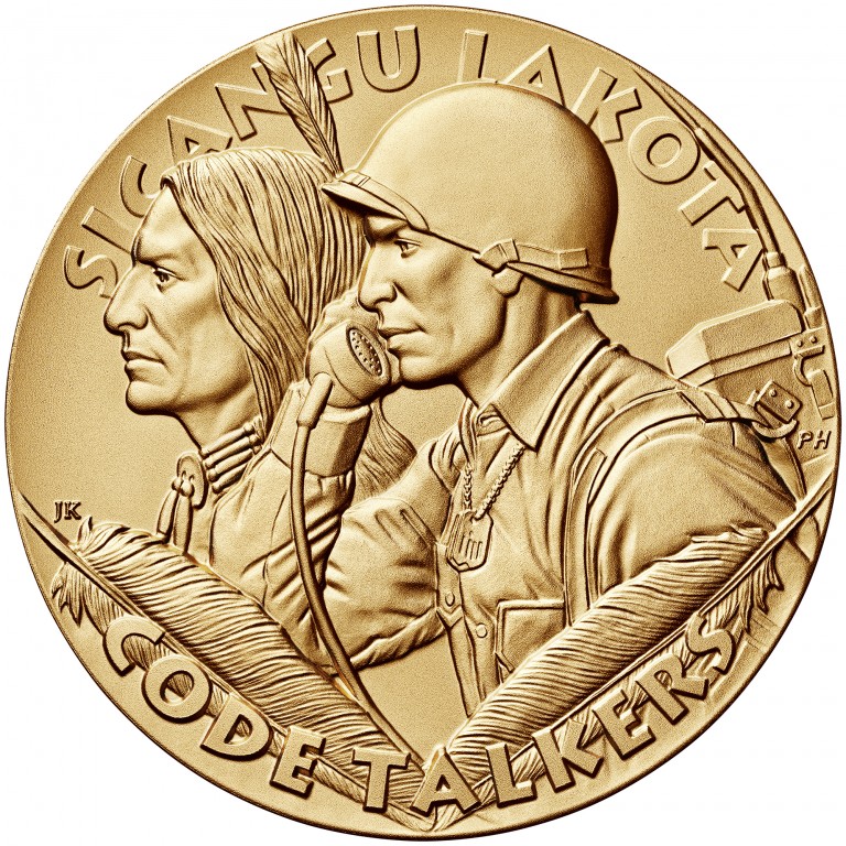 2008 Code Talkers Rosebud Sioux Tribe Bronze Three Inch Medal Obverse