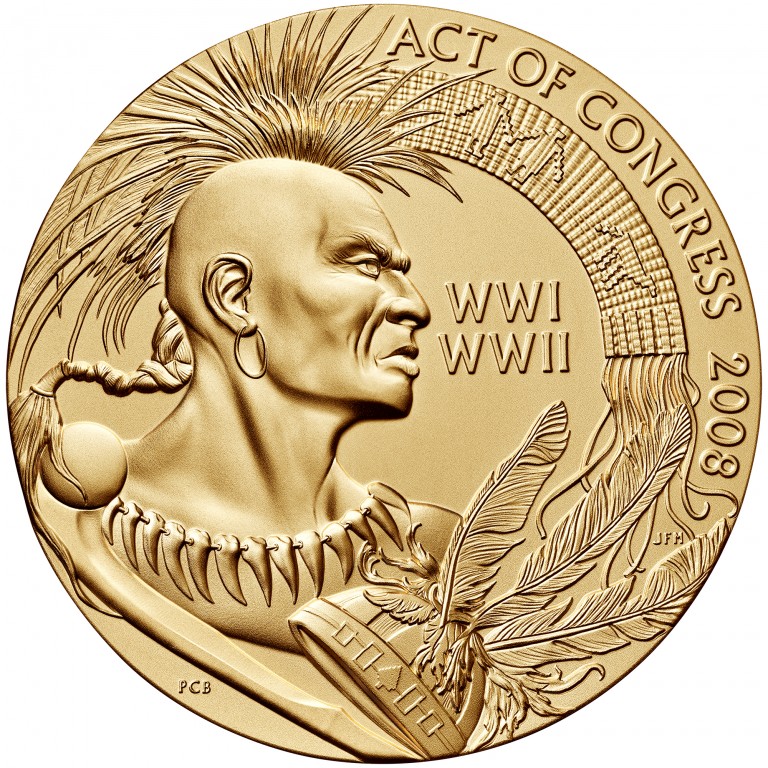 2008 Code Talkers Saint Regis Mohawk Tribe Bronze Three Inch Medal Reverse