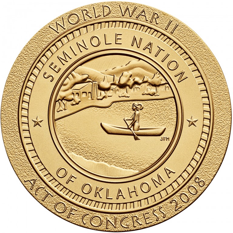 2008 Code Talkers Seminole Nation Bronze Three Inch Medal Reverse