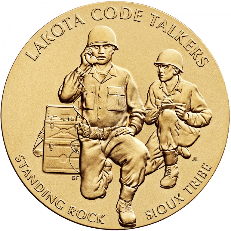 2008 Code Talkers Standing Rock Sioux Tribe Bronze Three Inch Medal Obverse