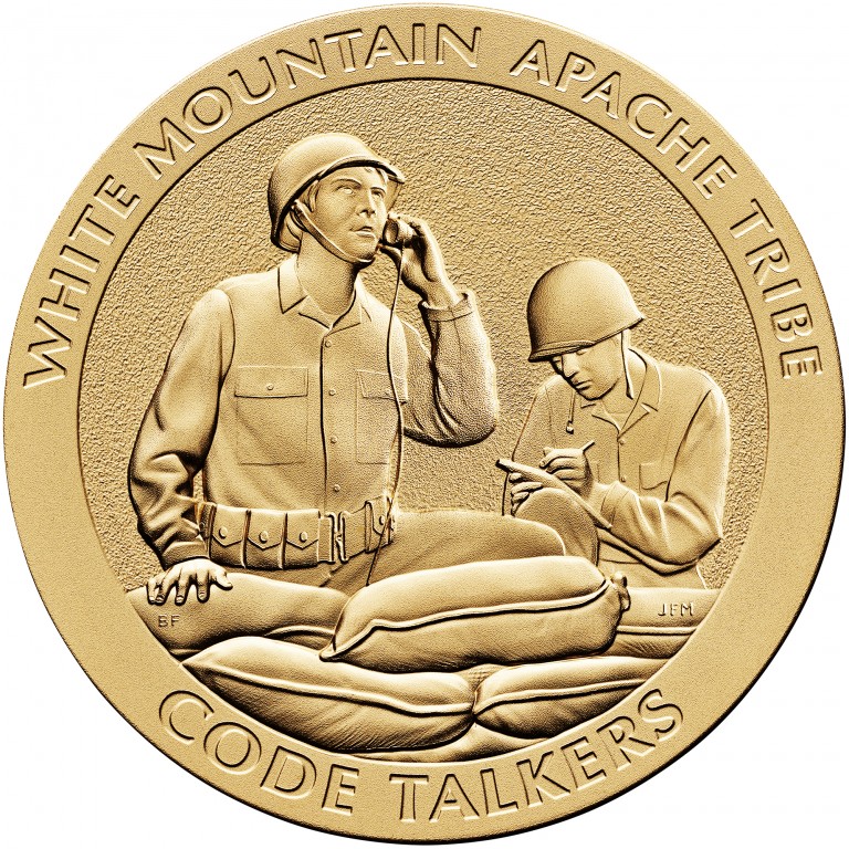 2008 Code Talkers White Mountain Apache Tribe Bronze Three Inch Medal Obverse