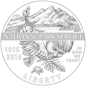 National Park Service Centennial Half-Dollar Clad Coin (line art-obverse)