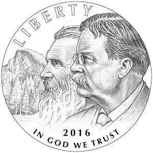 National Park Service Centennial $5 Gold Proof Coin (line art-obverse)