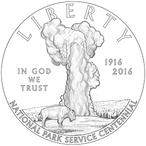 National Park Service Centennial $1 Silver Proof Coin (line art-obverse)