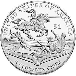 Mark Twain Commemorative 
$1 Silver Proof Coin (reverse)