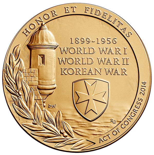 Borinqueneers Congressional Gold Medal bronze duplicate reverse.
