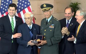 Speaker of the House Paul Ryan presents the Congressional Gold Medal to the U.S. Army 65th Infantry Regiment.