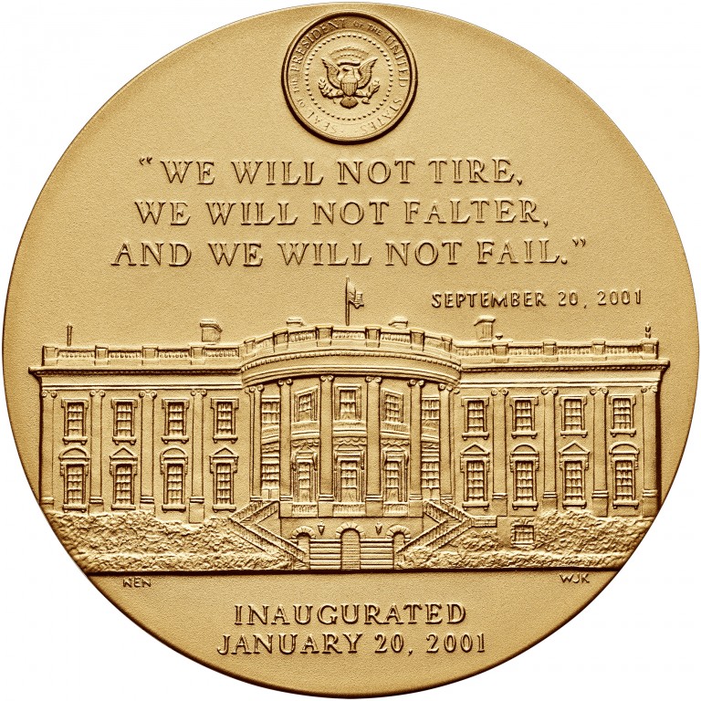 George W Bush Term 1 Presidential Bronze Medal Three Inch Reverse