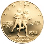 1984 Olympics Los Angeles Runners Commemorative Gold Ten Dollar Proof Obverse