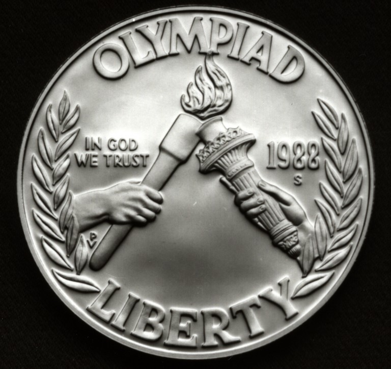1988 Olympics Seoul Korea Commemorative Silver One Dollar Proof Obverse