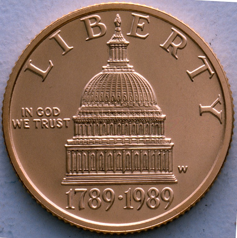 1989 Congress Bicentennial Commemorative Gold Five Dollar Proof Obverse
