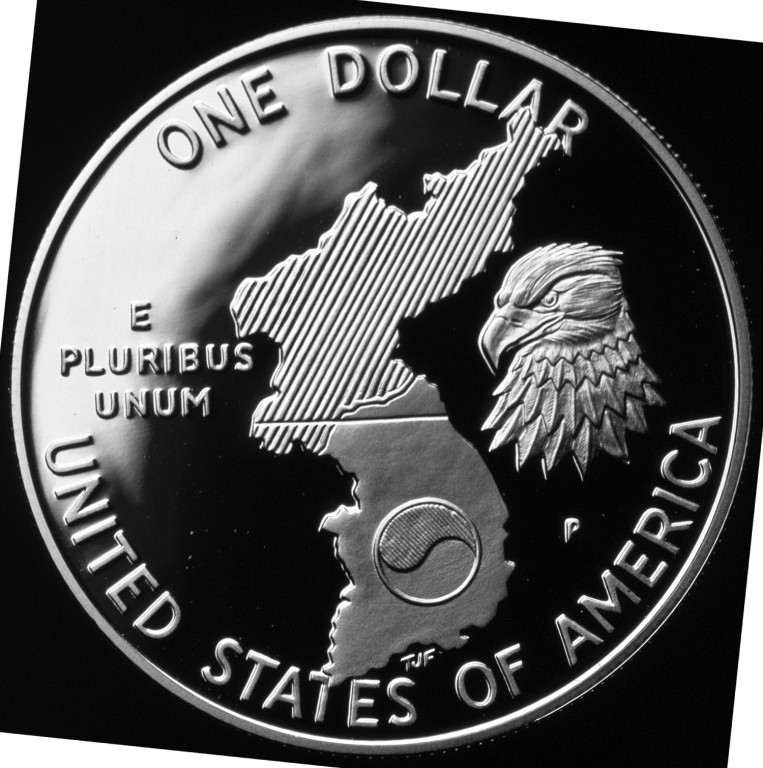 1991 Korean War Thirty Eighth Anniversary Commemorative Silverf One Dollar Proof Reverse