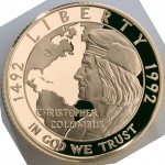 1992 Christopher Columbus Quincentenary Commemorative Gold Five Dollar Proof Obverse