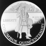 1992 Christopher Columbus Quincentenary Commemorative Silver One Dollar Proof Obverse